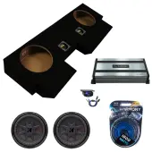 Kicker 48CWRT102 10" CompRT CWRT10 Series Sub 400W RMS 2 Ohm DVC Car Subwoofer with Harmony Audio HA-A800.1 Car Class D Mono 1600W Sub Amplifier w/ Bass Remote and ASC Dual 10" Subwoofer Box Enclosure