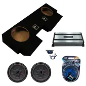 Kicker 48CWRT104 10" 4-Ohm Dual 400(Watts RMS) Voice Coil Design Subwoofer-Black with Harmony Audio HA-A800.1 Class D Mono 1600W Sub Amplifier w/ Bass Remote and ASC Dual 10" Subwoofer Box Enclosure