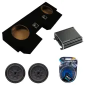 Kicker 48CWRT104 10" 4-Ohm Dual 400W Voice Coil Design Subwoofer-Black with Kicker 46CXA8001 Car Audio Class D Amp Mono 1600W Peak Sub Amplifier CXA800.1 and ASC Dual 10" Subwoofer Box Enclosure
