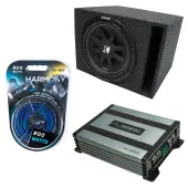 (1) Kicker C12 Subwoofer Single 12" Vent Ported Sub Box Enclosure Bundle with Harmony Audio HA-A400.1 Mono Amplifier