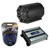 Kicker 46CWTB82 Car Audio 8" Bass Tube Sub Enclosure Subwoofer Box CWTB8 Bundle with Harmony HA-A400.1 Amplifier & Amp Kit