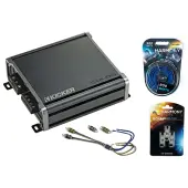 Kicker 46CXA4001 Class D Amp Mono 800W Peak Sub Amplifier, Kicker 46KISL Amp Speaker Wire to 2-Channel RCA Adapter and HA-AK8 8 Gauge 900W Amp Install Kit