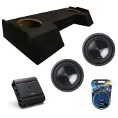 Alpine W10S4 Car Audio BassLine Series Sub Single 4 Ohm 500W Peak 10" Subwoofer with Alpine S2-A60M Next-Generation S-Series 600W Mono Amplifier and ASC DTB-2X10-CREW-UP Dual 10" Subwoofer Enclosure
