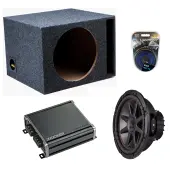 Kicker 43CVR124 12" CompVR CVR12 Series 400W RMS 4 Ohm DVC Car Sub, 46CXA4001 Car Audio Class D Mono 800W Peak Sub Amp and 112VH Car Audio Single 12" Vented Stereo Sub Box Ported 5/8" MDF