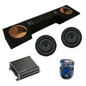 Kicker 43CVT102 10-Inch CompVT CVT10 Series Sub 400 Watt RMS 2 Ohm Subwoofer with Kicker 46CXA8001 Audio Class D Mono 1600W Peak Sub Amplifier CXA800.1 and ASC DTB-2X10-QUAD-UP Dual 10" Subwoofer Box