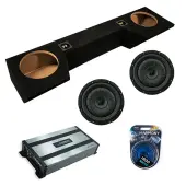 Kicker 43CVT104 10-Inch CompVT CVT10 Series 350 Watt RMS 4 Ohm Subwoofer with Harmony Audio HA-A800.1 Class D Mono 1600W Sub Amplifier w/ Bass Remote and ASC DTB-2X10-QUAD-UP Dual 10" Subwoofer Box