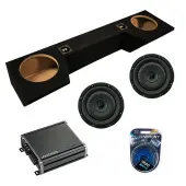 Kicker 43CVT104 10-Inch CompVT CVT10 Series Sub 350 Watt RMS 4 Ohm Subwoofer with Kicker 46CXA8001 Class D Mono 1600W Peak Sub Amplifier CXA800.1 and ASC DTB-2X10-QUAD-UP Dual 10" Subwoofer Box