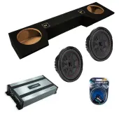 Kicker 48CWRT102 10-Inch CompRT CWRT10 Series 400W RMS 2 Ohm DVC Subwoofer with Harmony Audio HA-A800.1 Class D Mono 1600W Sub Amplifier w/ Bass Remote and ASC DTB-2X10-QUAD-UP Dual 10" Subwoofer Box