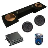 Kicker 48CWRT104 10" 4-Ohm Dual 400(Watts RMS) Voice Coil Design Subwoofer-Black with Kicker 46CXA8001 Class D Mono 1600W Peak Sub Amplifier CXA800.1 and ASC DTB-2X10-QUAD-UP Dual 10" Subwoofer Box