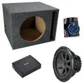 Kicker 43CVR102 10" CompVR CVR10 Series 400W RMS 2 Ohm DVC Car Sub, 48KXMA4002 KXMA400.2 2x200W 2-Channel Full-Range Class D and 110VH Single 10" Vented Stereo Sub Box Ported Enclosure 5/8" MDF