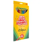 Zildjian Crayola Kids Drumsticks Set with 6 Vibrant Sticks Playful Crayon Crew Design