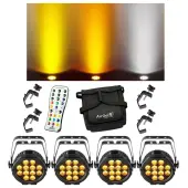 (4) Chauvet DJ Lighting SlimPAR Pro W USB White LED Light w/ Bag Remote & Clamps