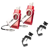 (2) Chauvet DJ Lighting D-Fi USB Wireless DMX Control Light Transceiver & Clamps