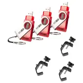 (3) Chauvet DJ Lighting D-Fi USB Wireless DMX Control Light Transceiver & Clamps