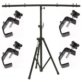 DJ Pro Audio Lighting Fixture Tripod Stand & T-Bar Light Truss & (4) C Clamps