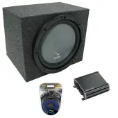 Universal Car Stereo Rearfire Sealed Single 10" Harmony R104 Sub Box & CXA400.1