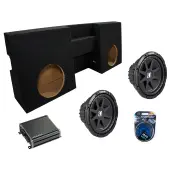 Kicker 43C104 Compatible with Toyota Tacoma 05-12 Double Cab 10" Comp C10 Series Sub, 46CXA8001 Class D Mono 1600W Peak Sub Amp - Certified Refurbished and 2X10TOYOTA-TACOMA-DB-05-09 Dual 10" Sub Box