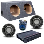 Harmony Audio Memphis fits Universal Hatchback HA-F104 Dual 10" Subwoofer 700W Loaded Slanted Sealed Sub Box Enclosure Bundle | SRX750D.1 750W Amplifier, 4GA Amp Wiring Kit