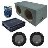 Harmony Audio Memphis fits Universal Rear Angle HA-R104 Dual 10" Subwoofer 500W Loaded Sealed Sub Box Enclosure Bundle | SRX500D.1 500W Amplifier, 8GA Amp Wiring Kit