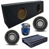 Harmony Audio Memphis fits Universal Regular Standard Cab Truck HA-F104 Dual 10" Subwoofer 700W Loaded Sealed Sub Box Enclosure Bundle | SRX750D.1 750W Amplifier, 4GA Amp Wiring Kit