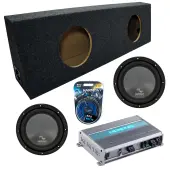 Harmony Audio Memphis fits Universal Regular Standard Cab Truck HA-R104 Dual 10" Subwoofer 500W Loaded Sealed Sub Box Enclosure Bundle | MXA600.1M 600W Amplifier, 8GA Amp Wiring Kit