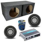 Harmony Audio Memphis fits Universal Ported HA-F104 Dual 10" Subwoofer 700W Loaded Sub Box Enclosure Bundle | MXA600.1M 600W Amplifier, 8GA Amp Wiring Kit