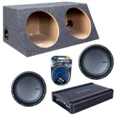 Memphis Audio fits Universal Slanted Hatchback MB1224 Dual 12" Subwoofer 1000W Loaded Sealed Sub Box Enclosure Bundle | SRX1200D.1 1200W Amplifier, 4GA Amp Wiring Kit
