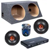 Memphis Audio fits Universal Slanted Hatchback MJP1222 Dual 12" Subwoofer 1500W Loaded Sealed Sub Box Enclosure Bundle | PRXA1500.1 1500W Amplifier, 4GA Amp Wiring Kit
