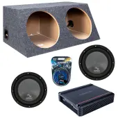 Harmony Audio Memphis fits Universal Slanted Hatchback HA-R124 Dual 12" Subwoofer 600W Loaded Sealed Sub Box Enclosure Bundle | SRX500D.1 500W Amplifier, 8GA Amp Wiring Kit