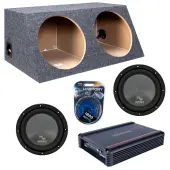 Harmony Audio Memphis fits Universal Slanted Hatchback HA-R124 Dual 12" Subwoofer 600W Loaded Sealed Sub Box Enclosure Bundle | SRX750D.1 750W Amplifier, 4GA Amp Wiring Kit
