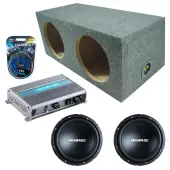 Memphis Audio fits Universal Rear Angle Loaded Sealed SRX1240 Dual 12" Subwoofer 500W Loaded Sealed Sub Box Enclosure Bundle | MXA600.1M 600W Amplifier, 8GA Amp Wiring Kit