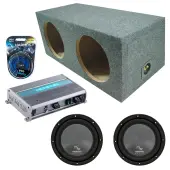 Harmony Audio Memphis fits Universal Rear Angle Loaded Sealed HA-R124 Dual 12" Subwoofer 600W Loaded Sealed Sub Box Enclosure Bundle | MXA600.1M 600W Amplifier, 8GA Amp Wiring Kit