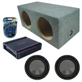 Harmony Audio Memphis fits Universal Rear Angle Loaded Sealed HA-R124 Dual 12" Subwoofer 600W Loaded Sealed Sub Box Enclosure Bundle | SRX500D.1 500W Amplifier, 8GA Amp Wiring Kit
