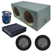 Harmony Audio Memphis fits Universal Rear Angle Loaded Sealed HA-R124 Dual 12" Subwoofer 600W Loaded Sealed Sub Box Enclosure Bundle | SRX750D.1 750W Amplifier, 4GA Amp Wiring Kit
