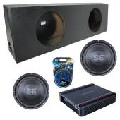 Memphis Audio fits Regular Standard Truck SE1240 Dual 12" Subwoofer 500W Loaded Sealed Sub Box Enclosure Bundle | SRX500D.1 500W Amplifier, 8GA Amp Wiring Kit