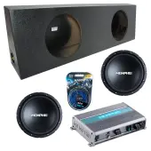 Memphis Audio fits Regular Standard Truck SRX1244 Dual 12" Subwoofer 500W Loaded Sealed Sub Box Enclosure Bundle | MXA600.1M 600W Amplifier, 8GA Amp Wiring Kit