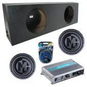 Memphis Audio fits Regular Standard Truck PRXS1244 Dual 12" Subwoofer 700W Loaded Sealed Sub Box Enclosure Bundle | MXA600.1M 600W Amplifier, 8GA Amp Wiring Kit