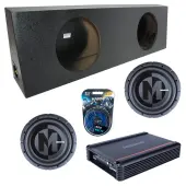 Memphis Audio fits Regular Standard Truck PRXS1244 Dual 12" Subwoofer 700W Loaded Sealed Sub Box Enclosure Bundle | SRX750D.1 750W Amplifier, 4GA Amp Wiring Kit