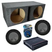 Harmony Audio Memphis fits Universal Ported HA-R124 Dual 12" Subwoofer 600W Loaded Sub Box Enclosure Bundle | SRX500D.1 500W Amplifier, 8GA Amp Wiring Kit