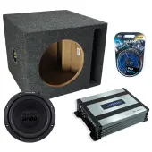 SPL Bass Labyrinth Vented Single Alpine 10" W10S4 Loaded Subwoofer Stereo Sub Box Enclosure Car Audio Bundle 250W RMS, HA-A400.1 Amplifier & 8GA Amp Kit