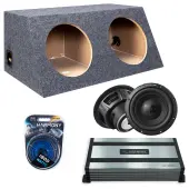 Hatchback Sealed Dual Alpine 10" W10S4 Loaded Subwoofer Stereo Sub Box Enclosure Car Audio Bundle 500W RMS, HA-A800.1 Amplifier & 4GA Amp Kit