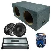 Rear Angle Sealed Dual Alpine 10" W10S4 Loaded Subwoofer Stereo Sub Box Enclosure Car Audio Bundle 500W RMS, HA-A800.1 Amplifier & 4GA Amp Kit