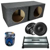 Universal Vented Dual Alpine 10 Inch W10S4 Loaded Subwoofer Stereo Sub Box Enclosure Car Audio Bundle 500W RMS, HA-A800.1 Amplifier & 4GA Amp Kit