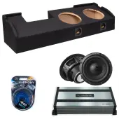2001-2003 Ford F-150 Crew Cab Sealed Dual Alpine 10" W10S4 Loaded Subwoofer Stereo Sub Box Enclosure Car Audio Bundle 500W RMS, HA-A800.1 Amplifier & 4GA Amp Kit