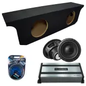 2007-2018 Jeep Wrangler 4 Door Sealed Dual Alpine 10" W10S4 Loaded Subwoofer Stereo Sub Box Enclosure Car Audio Bundle 500W RMS, HA-A800.1 Amplifier & 4GA Amp Kit