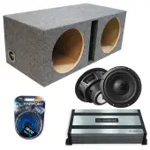 Universal Ported Dual Alpine 10" W10S4 Loaded Subwoofer Stereo Sub Box Enclosure Car Audio Bundle 500W RMS, HA-A800.1 Amplifier & 4GA Amp Kit