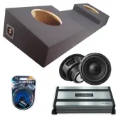 Truck Box w/ Console Sealed Dual Alpine 10" W10S4 Loaded Subwoofer Stereo Sub Box Enclosure Car Audio Bundle 500W RMS, HA-A800.1 Amplifier & 4GA Amp Kit