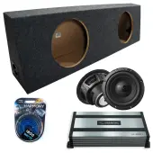 Regular Standard Cab Sealed Dual Alpine 12" W12S4 Loaded Subwoofer Stereo Sub Box Enclosure Car Audio Bundle 500W RMS, HA-A800.1 Amplifier & 4GA Amp Kit
