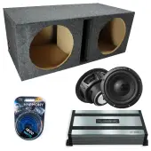 Universal Dual Vented Alpine 12" W12S4 Loaded Subwoofer Stereo Sub Box Enclosure Car Audio Bundle 500W RMS, HA-A800.1 Amplifier & 4GA Amp Kit