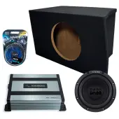 2005-2014 Ford Mustang Sealed Single Alpine 12" W12S4 Loaded Subwoofer Stereo Sub Box Enclosure Car Audio Bundle 250W RMS, HA-A400.1 Amplifier & 8GA Amp Kit